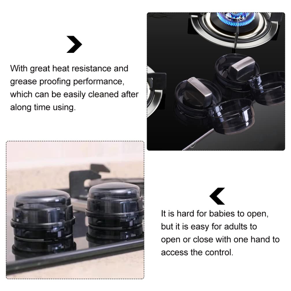 DOITOOL Switch Cap Stove Knob Safety Covers Black Kitchen Stove Gas Knob Covers Safety Toddler Baby Proof Kitchen Safety Guard for Home Kitchen Resistant Black 4pcs Protection Gas Knob Cap