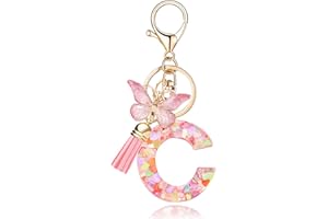 OKAICEN Fashion Alphabet Initial Letter Keychain Tassel Butterfly Pendant Key Ring for Purse Handbags Women Girl