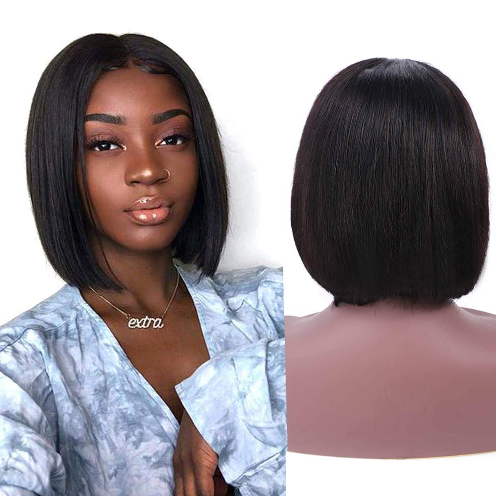Amazon Com Suttie Human Hair Middle Part Bob Wig Short Hair Wig