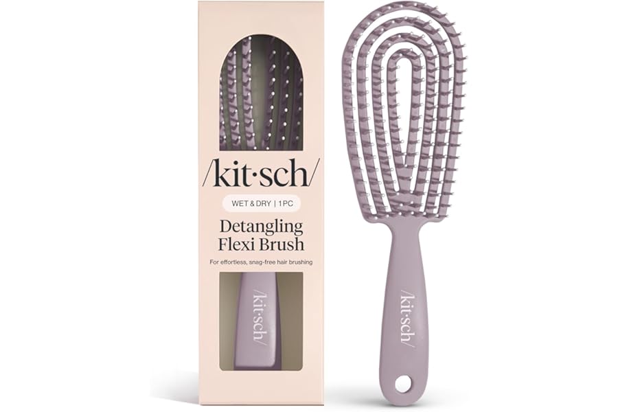 Kitsch Detangler Brush – Flexible Curly Hair Brush for Women, Men & Kids | Detangling Hairbrush with Bendable Frame and Ultra-Smooth Bristles for Wet or Dry Strands – Soft Violet