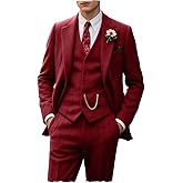 Retro Tweed Men's Suit 3 Piece Slim Fit Herringbone Suits Groom Tuxedos Set Wedding Prom Blazer Jacket Vest Pants for Men