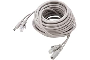 Hapivida RJ45+DC Ethernet CCTV Cable Cat 5, 5M 10M 15M 20M Power Extension 2.1mm 5.5mm Jack 10Mbps 100Mbps Network for IP Cam