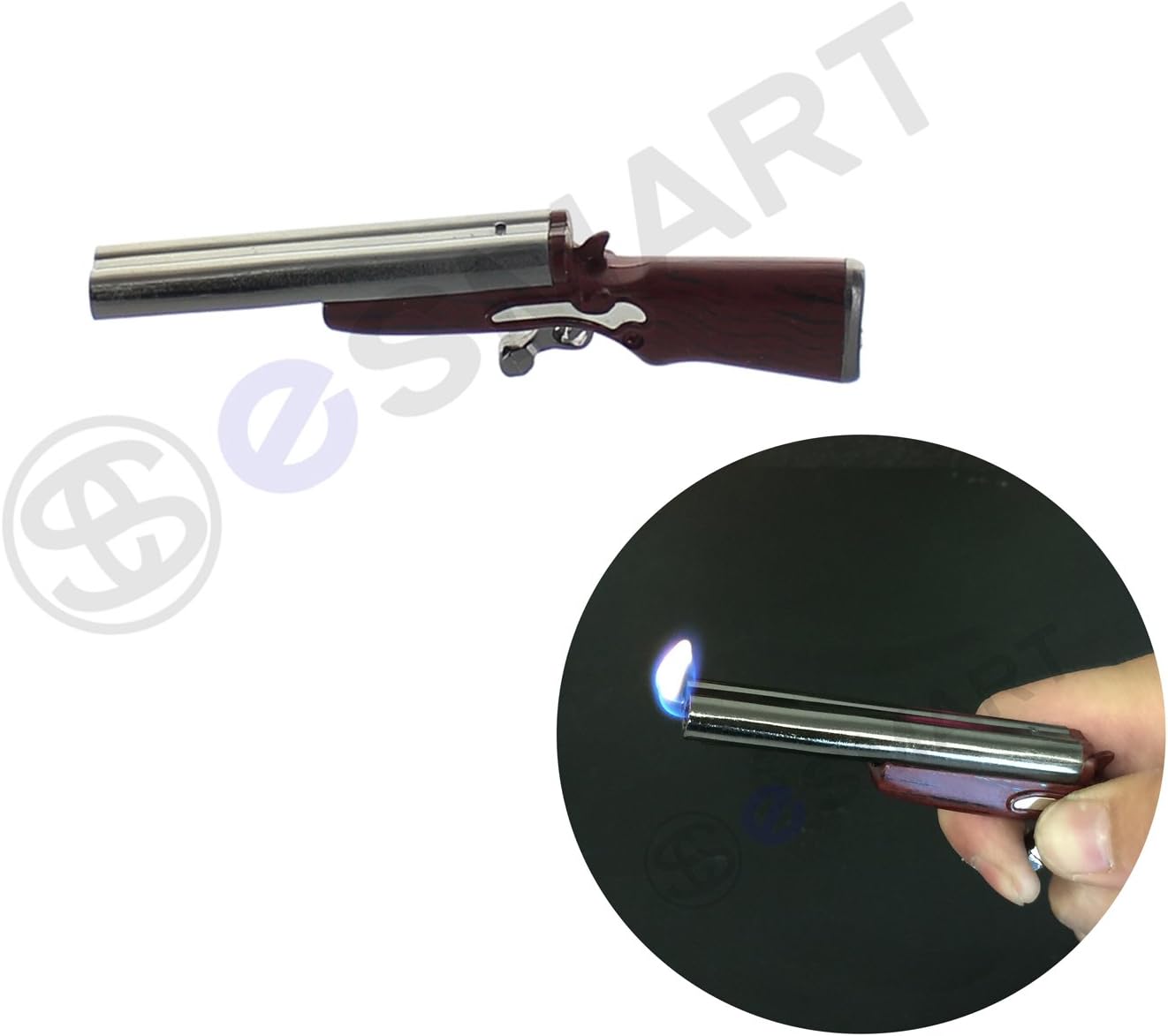 eSmart Novelty Cool Gun Bullet Butane Refillable Lighter (Double Barrel Lighter)