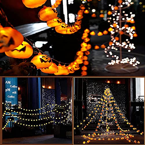 Halloween Decorations Pumpkin String Lights, Holiday Light for Indoor/Outdoor Decor, Jack o Lantern, 3D Pumpkin Design, Waterproof & Battery Operated, 10ft 20 LED Light, 2 Modes Control Steady/Flicker