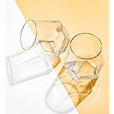 Diamond Wine Glass Set of 2, Modern Stemless Golden Edge Glass Cups Drinking Glassware for Serving Party,Home,Bar, Restaurants Transparent