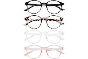 Przene 4 Pack Blue Light Blocking Glasses for Women Men,Retro Round Computer Gaming Glasses Anti Eye Strain/UV/Glare (Mixed Color-01, Standard)