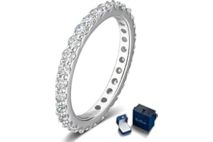 Moissanite Eternity Wedding Rings for Women - 6cttw Gold Plated 925 Silver Engagement Ring Band Gift for Her Birthday Christm