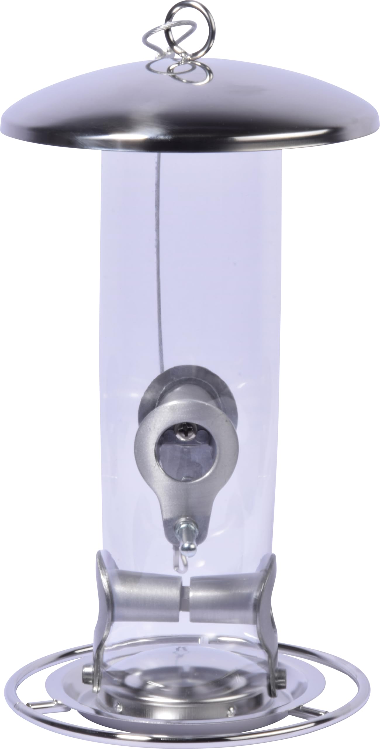 Dobar 10089 Feed dispenser with four feeders for birds, feed station feed column for hanging on wild birds, 14 x 14 x 26 cm, metal