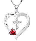 YL Women's Heart Cross Necklace 925 Sterling Silver
