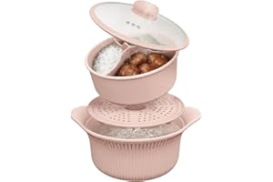 Silicone Microwave Steamers, Food-Grade Microwave Rice Cooker with Handle, Lid, Basket for Vegetables/Fish/Baby Food
