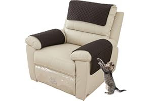 EXTLEZSA Sofa Armrest Cover, Headrest Cover for Recliner Chair Arm Cover,Armchair Slipcover Nonslip Quilted Furniture Protector for Pets Leather Sofa Couch (Black,1 Person (Set of 3))