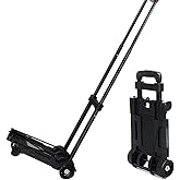 Folding Luggage Cart with Expandable Chassis,2 Wheels Folding Hand Truck Dolly,Collapsible Light Duty Dolly for Moving Shoppi