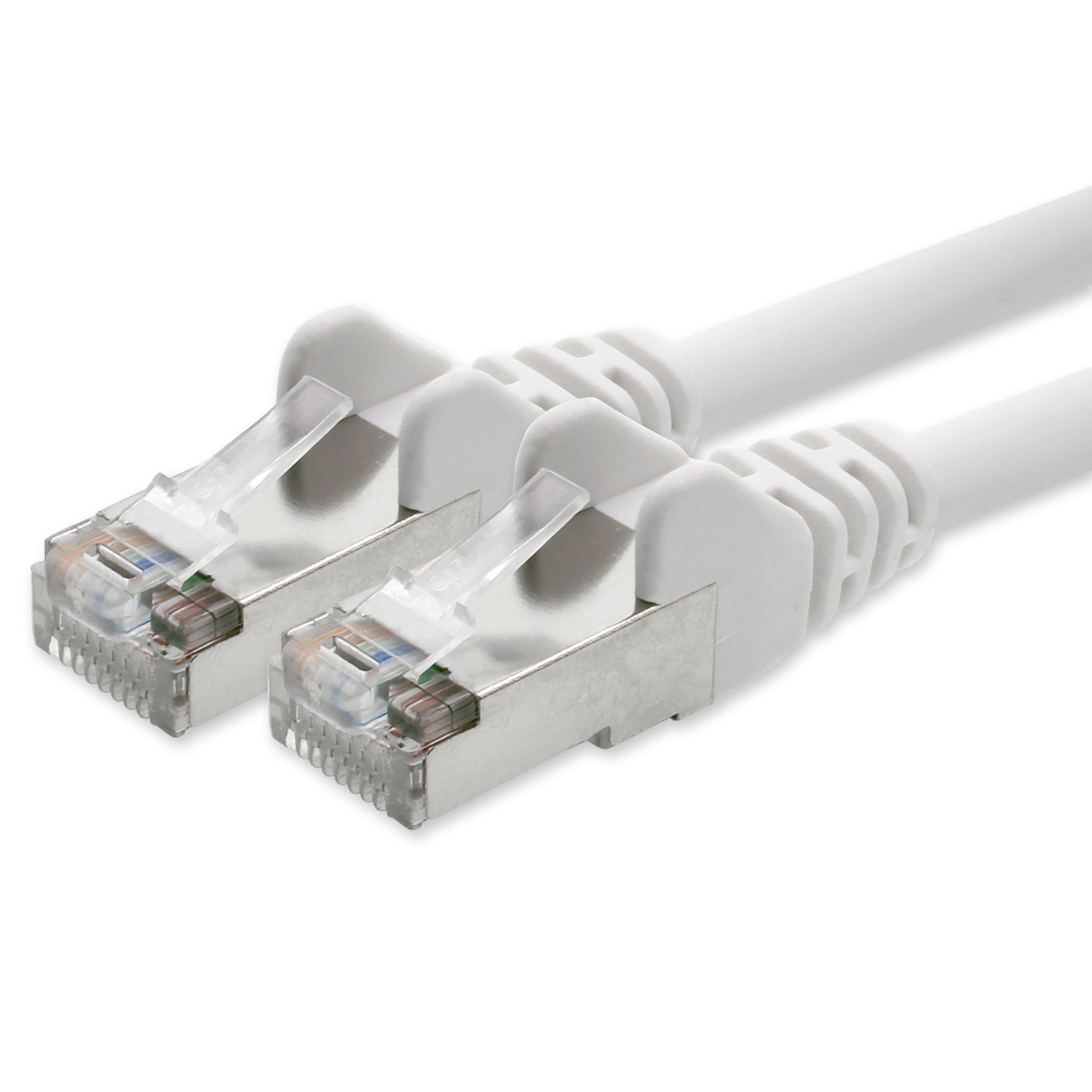 1aTTack.de Network cable CAT 5e foil and braid shielded SFTP network patch cable with 2x RJ45 plugs 7.0 m white