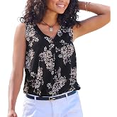 LASCANA Women's Printed V-Neck Tank Top