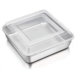 P&P CHEF Square Baking Cake Pan with Lid, Stainless