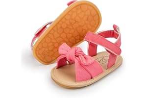 Miamooi Infant Baby Girls Boys Sandals Summer Bowknot Crib Shoes Toddler Pu Leather Flower Soft Rubber Sole Dress Flats First Walker Shoes