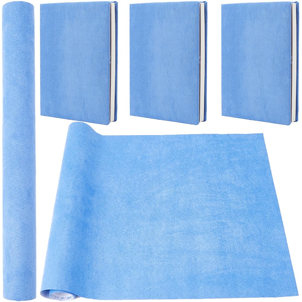 CRASPIRE 130 x 30cm Suede Book Cloth for Book Binding Fabric Surface Paper Backed Bookcover Books Album Scrapbooking Archival DIY Covering Protector Bookcloth Bookbinding Supplies Denim Blue