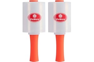 VicMore [2-Pack] Strong 80 Gauge Shrink Wrap, 5" x 1000 ft Mini Stretch Film with Handle - Durable Packaging & Pallet Wrap