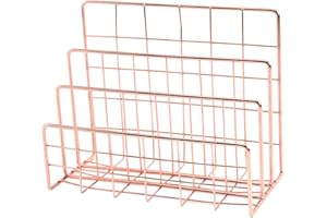 Gadpiparty Electroplated Iron File Document Rack Desktop Organizer for Office and Home Vertical Letter Tray