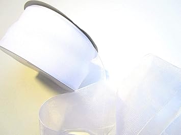 CaPiSo® Organza 50mm Breite 5cm Organzaband Schleifenband Geschenkband Organza (Weiss, 45m)