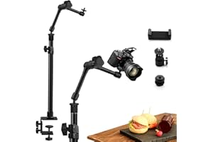 Obeamiu Camera Desk Mount Stand, 11 Inch Magic Arm with 1/4" Screw Thread, 15.5-25.5 Inch Tabletop Clamp Mount Stand for DSLR Camera Rig/Ring Light/Self Broadcasting /Live Streaming/Online Working