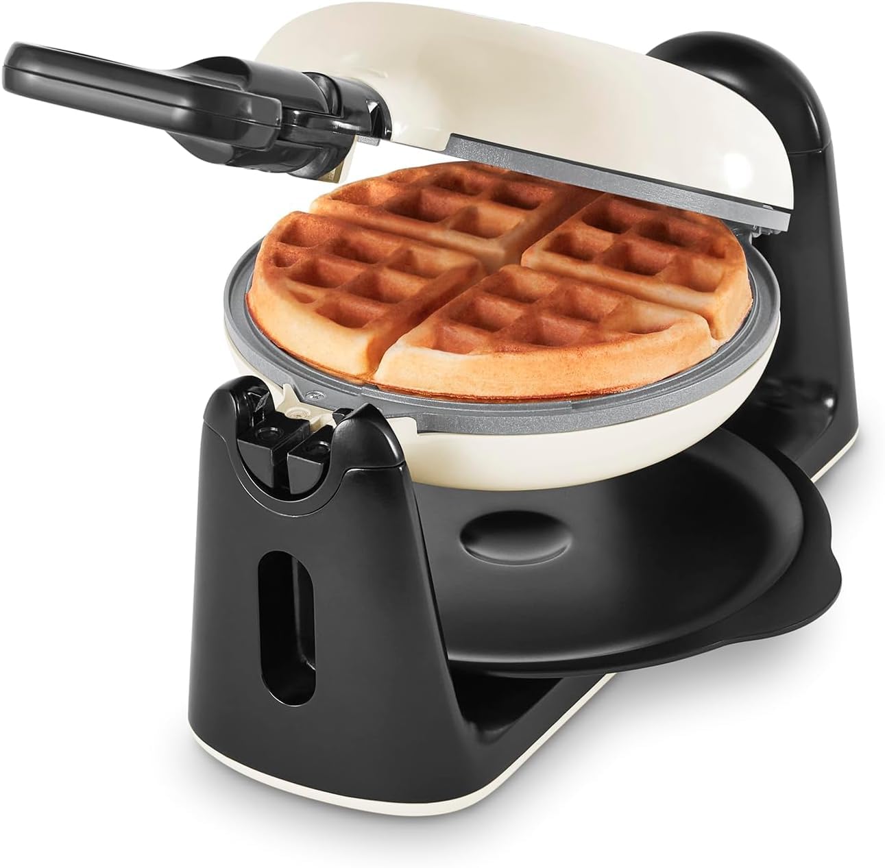 DASH Flip Belgian Waffle Maker With Ceramic Coating for Individual 1" Thick Waffles – Cream Image