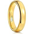King Will Glory Men's 4mm 6mm 8mm Tungsten Carbide Ring 24k Gold Plated Rose Gold Plated Domed Polished Finish Wedding Band