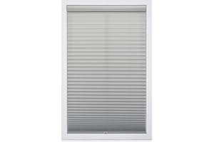 DEZ FURNISHINGS Cordless 1" Light Filtering Pleated Shade, Fabric, 23"W x 64"H, Silver Gray