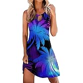 ETCYY NEW Summer Dresses for Women Trendy Boho Floral Print Sundresses Sleeveless Beach Cover Up Dress with Pockets