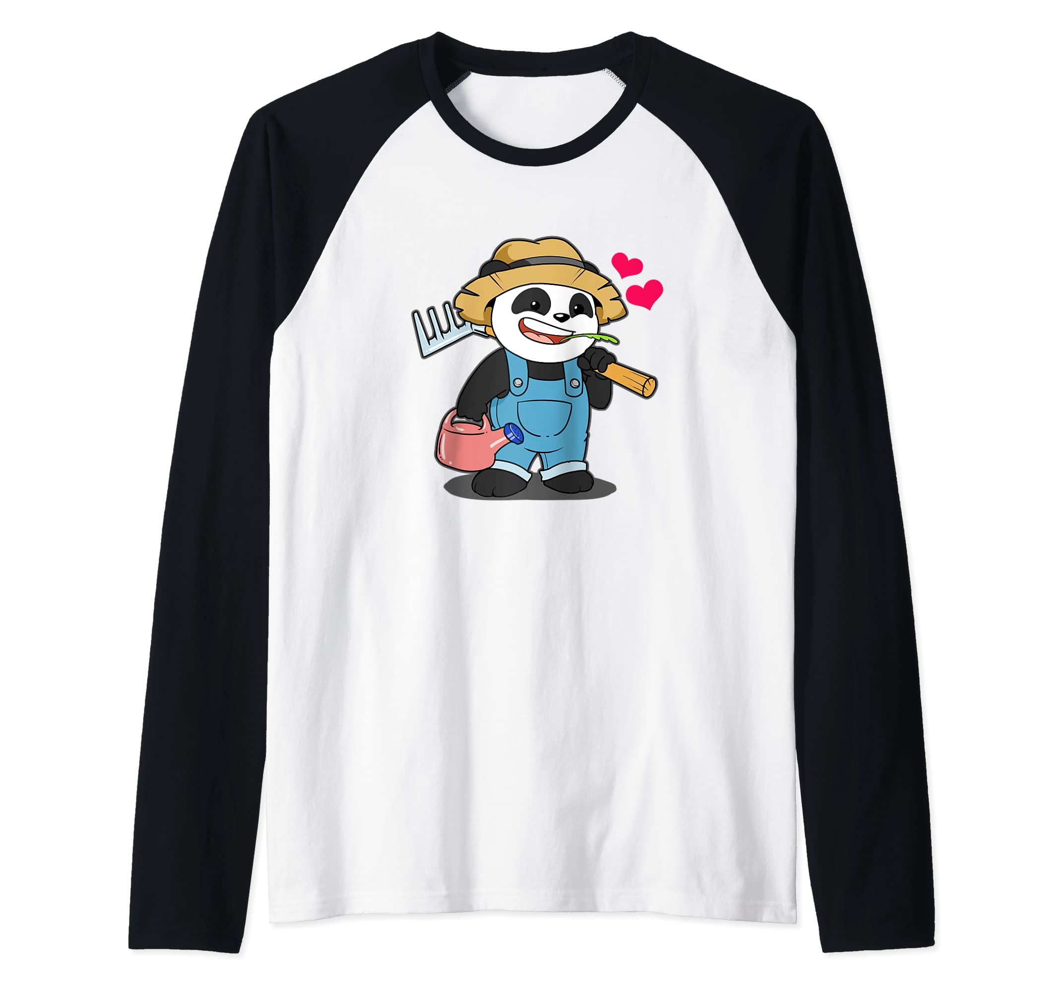 Cute Panda Farm Gardening Garden Farmer Pandas Gardener Raglan Baseball Tee