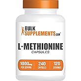 BulkSupplements.com L-Methionine Capsules - Amino Acids Nutritional Supplements, Choline Supplements, Antioxidants Supplement - Gluten Free, 2 Capsules per Serving, 240 Count (Pack of 1)