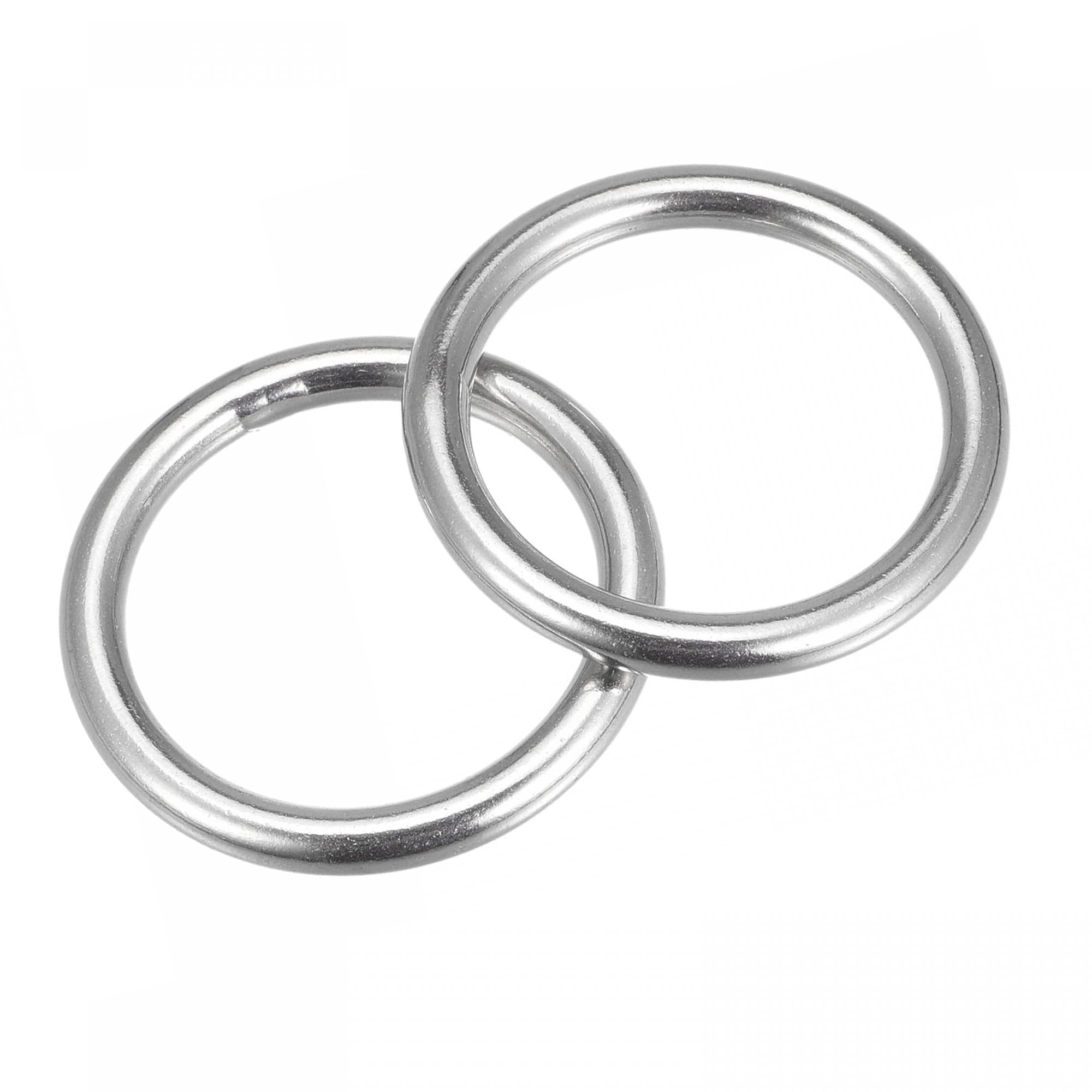 MACHSWON 316 Stainless Steel Welded O Ring 30mm(1.18") ID 6mm Thickness for Hand Bag Webbing Strap Purse Dog Collars Belts DIY Projects- 2pcs