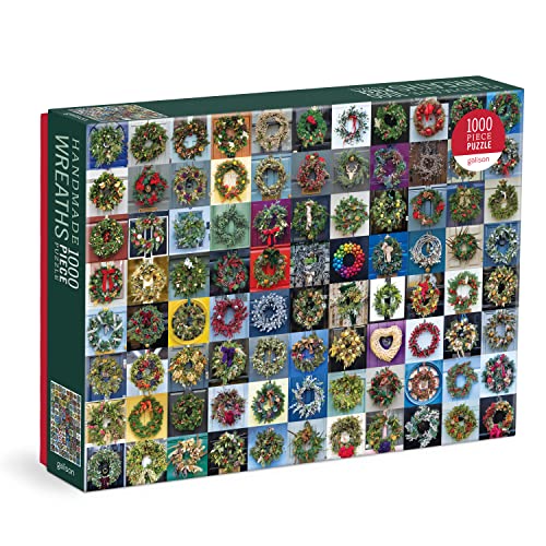 Galison Handmade Wreaths – 1000 Piece Puzzle Fun and Challenging Activity with Bright and Bold Artwork of A Wreath Collection for Adults and Families