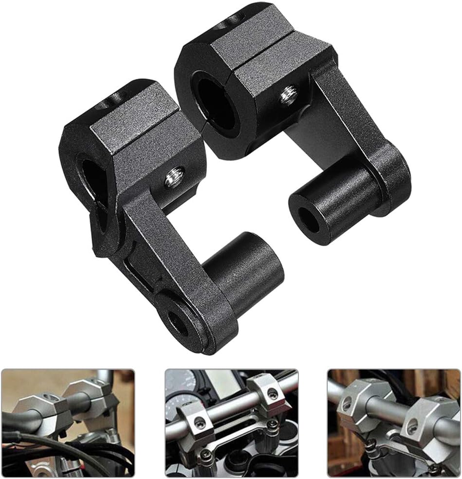 MOTOBA Motorcycle Handlebar Risers Universal 100% CNC Machined Handle Bar Mount Riser Height for Honda Yamaha Kawasaki BMW Suzuki 7/8 22mm or 1 1/8 Inch 28mm(Black)