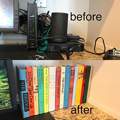 Covoboxâ€” hide router, cable box, modem, electronics, cords, plugs, outlets, guns, money, secret documents, or jewelry | made with real vintage books | the original hidden storage book box hider
