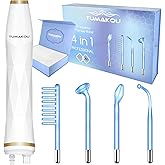 High Frequency Facial Device - TUMAKOU Blue High Frequency Facial Wand - Portable High Frequency Machine with 4 Fusion Neon + Argon Wands