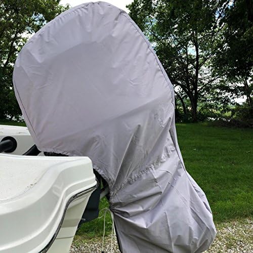 YHOUSE Full Outboard Boat Motor Cover, Waterproof UV Resistant Thick Polyester Fabric Outboard Motor Hood Up to 150 Horsepower