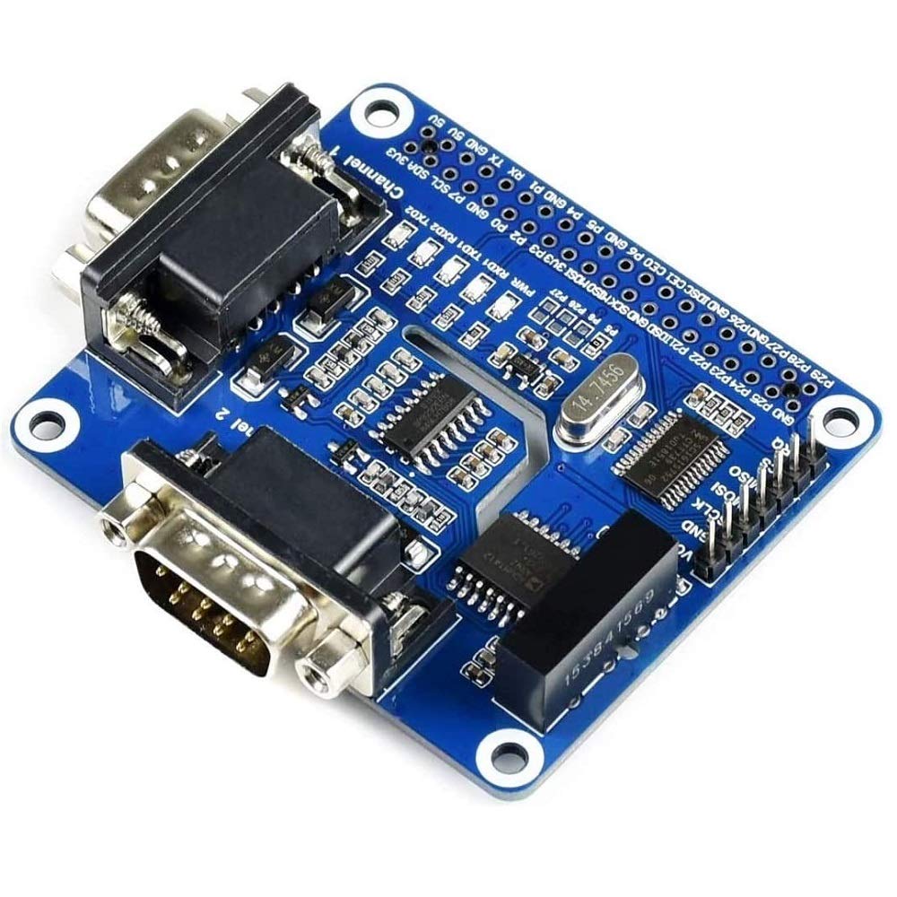 2-Channel Isolated RS232 Expansion HAT for Raspberry Pi 4B+ 3B+ 3B 2B Zero Zero W SC16IS752 SP3232 Solution, Converts SPI to RS232 With Multi Onboard Protection Circuits