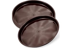 ROMISBABA 5 Pcs Round Plant Pot Trays Brown Plastic Saucers for Indoor Outdoor Garden Plants Stable Plates