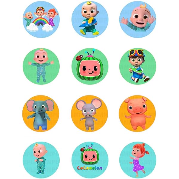 Amazon.com: Cakecery Watermelon Kids Edible Image Cupcake Cookie Topper 2"  cupcake (12 pieces/sheet) : Grocery & Gourmet Food