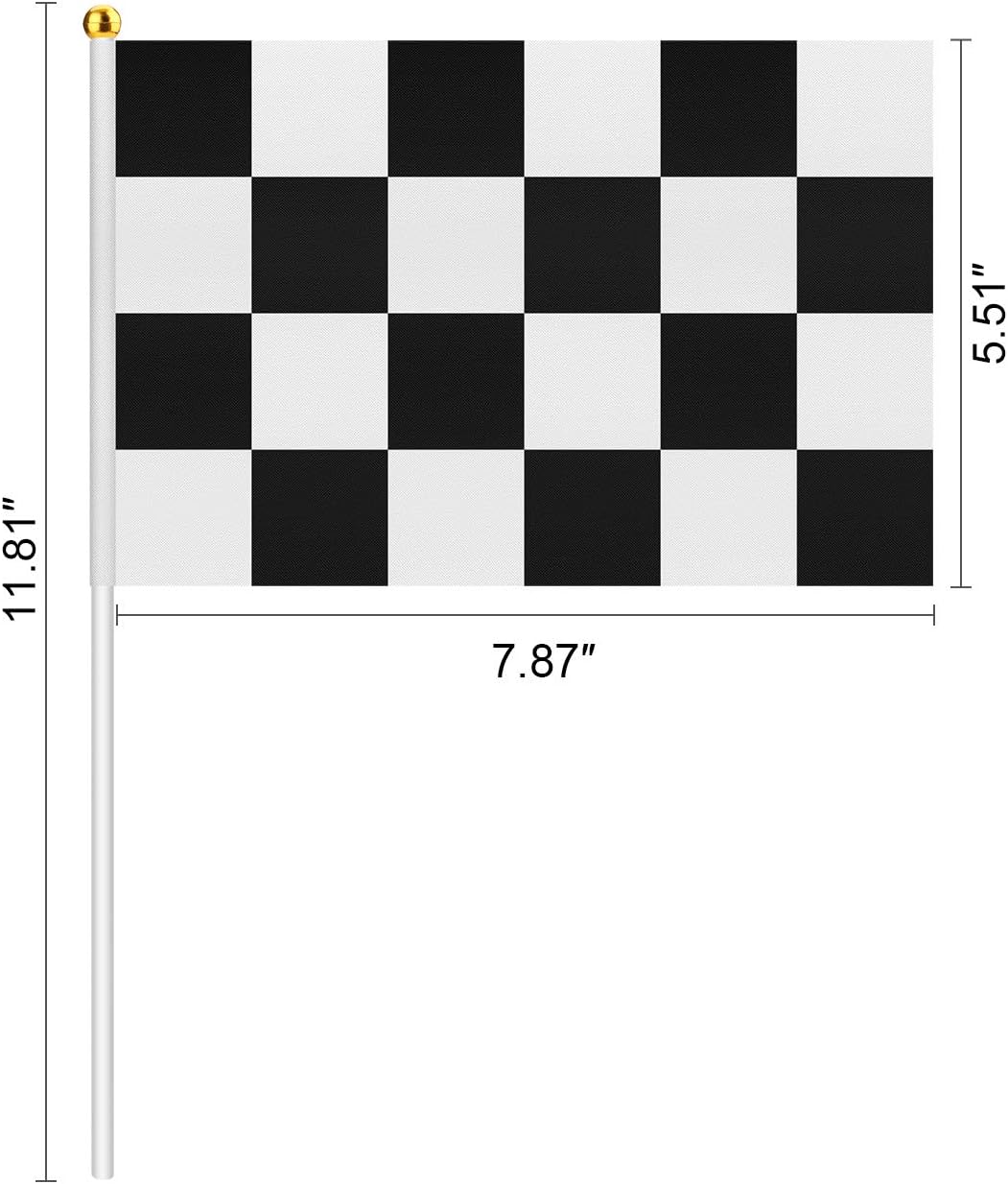 OOTSR 32ft Checkered Black and White Pennant Banner Racing Flags, and 30pcs Checkered Flags with Plastic Stick (8x5.5 Inch) - Image 3