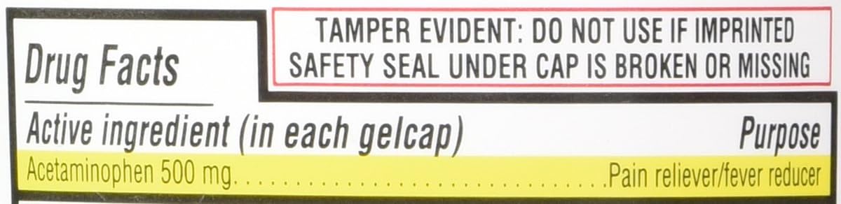 Kirkland Signature Acetaminophen Extra Strength 500mg Rapid Release Gelcap 400Count: Health & Personal Care