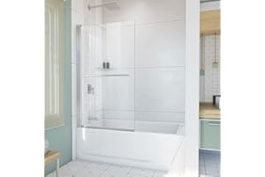DreamLine Aqua-Q Swing 34 inch W x 58 inch H Frameless Swing Tub Door in Brushed Nickel
