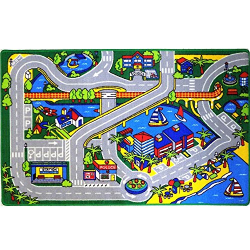Kids Rug Harbor 3' x 5' Children Area Rug for Playroom & Nursery - Non Skid Gel Backing 39" x 58"