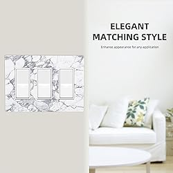 White Gray Marble 3 Gang Triple Rocker/Decora Light