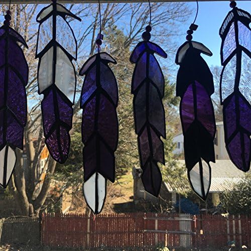 One Stained Glass Indian Chief, Eagle, Ospry or any bird Feather in Purples