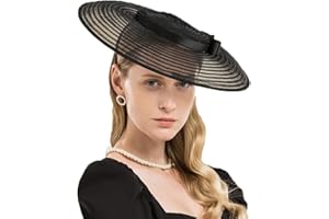 HIMESPORT Vintage Fascinators Pillbox Hat for Women Straw Fedora Wide Brim Ladies Church Sinamay Derby Hats