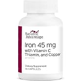 Bariatric Advantage Iron 45 mg with Vitamin C, Thiamin &amp; Copper, 60 Count | 45 mg Iron with Vitamin C, Thiamin and Copper, Increased Absorption*, Easily Digestible for Bariatric Patients