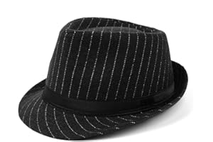 Zylioo XL Trilby Fedora Hat for Men 1920s Wool Manhattan Dress Hat Pinstripe Gangster Hat Short Brim Panama Jazz Cap