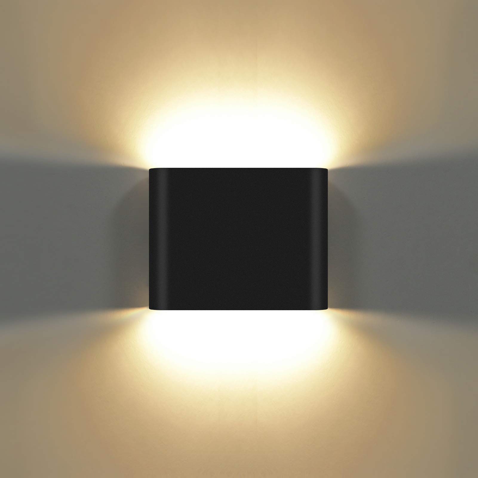 KAWELL 6W Modern Wall Lamp LED Wall Light Up Down Aluminum Wall Wash Lights Waterproof IP65 Outdoor Indoor for Bedroom Living Room Bathroom Stairs Porch Corridor Hallway, Black 3000K